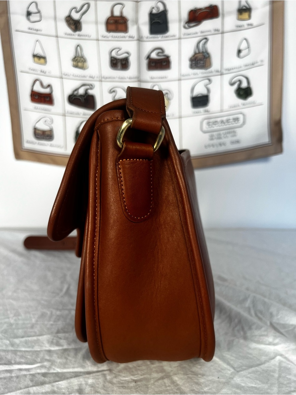 VTG Coach Lenox Bag British Tan Leather Crossbody 306 USA Made w/ Hangtag - Picture 5 of 16